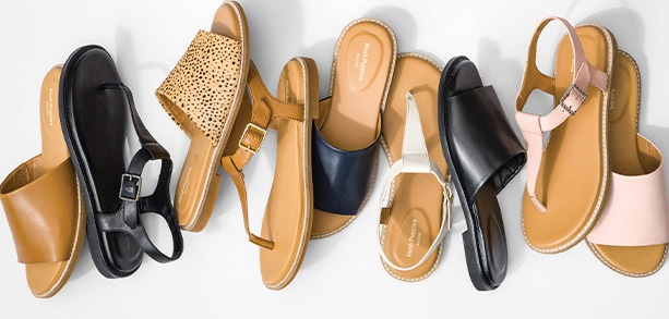 Sandals lined up in a row